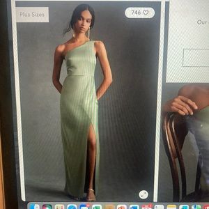 BHLDN Dylan One-Shoulder Satin Side-Slit Gown